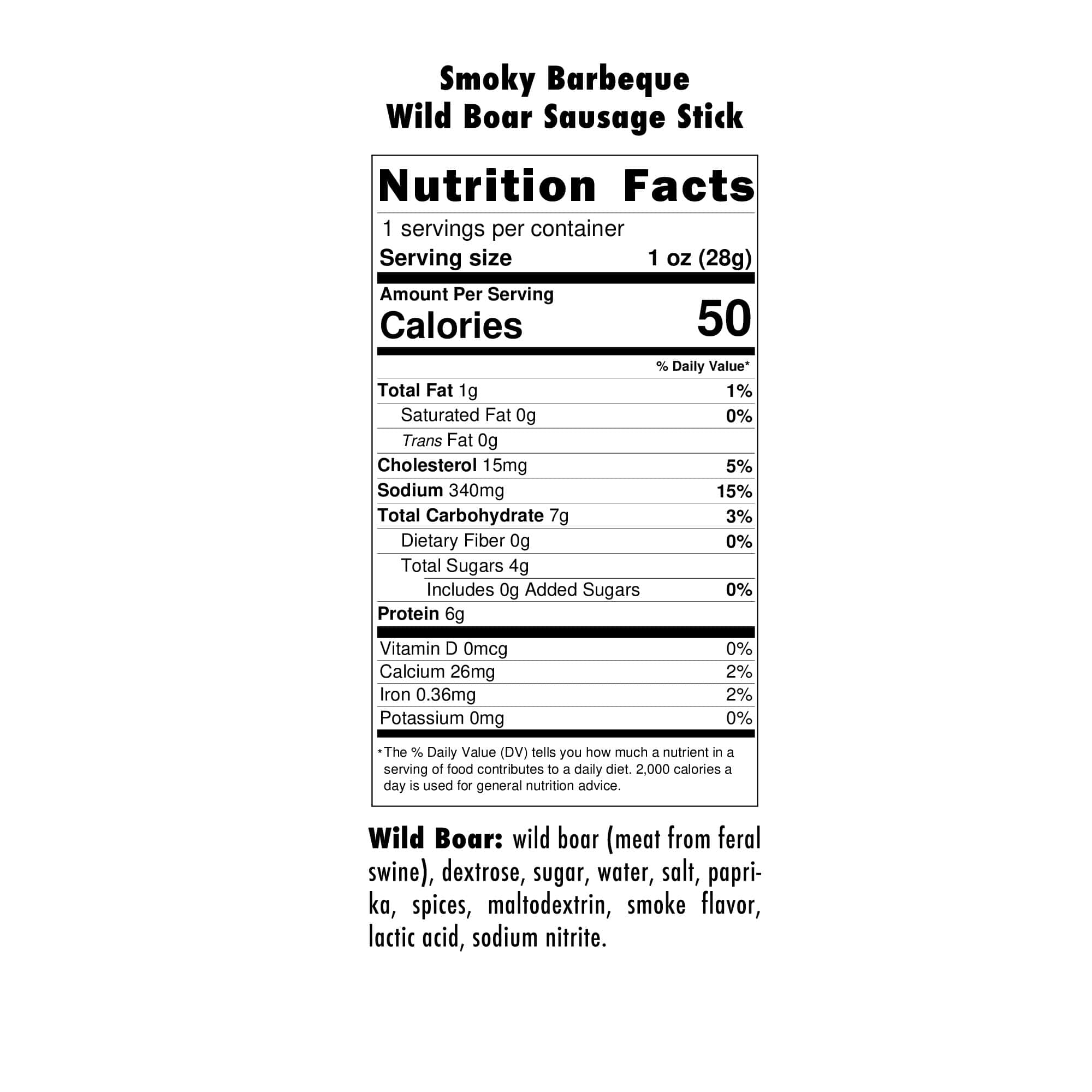 Smoked Barbecue Wild Boar Jerky Stick