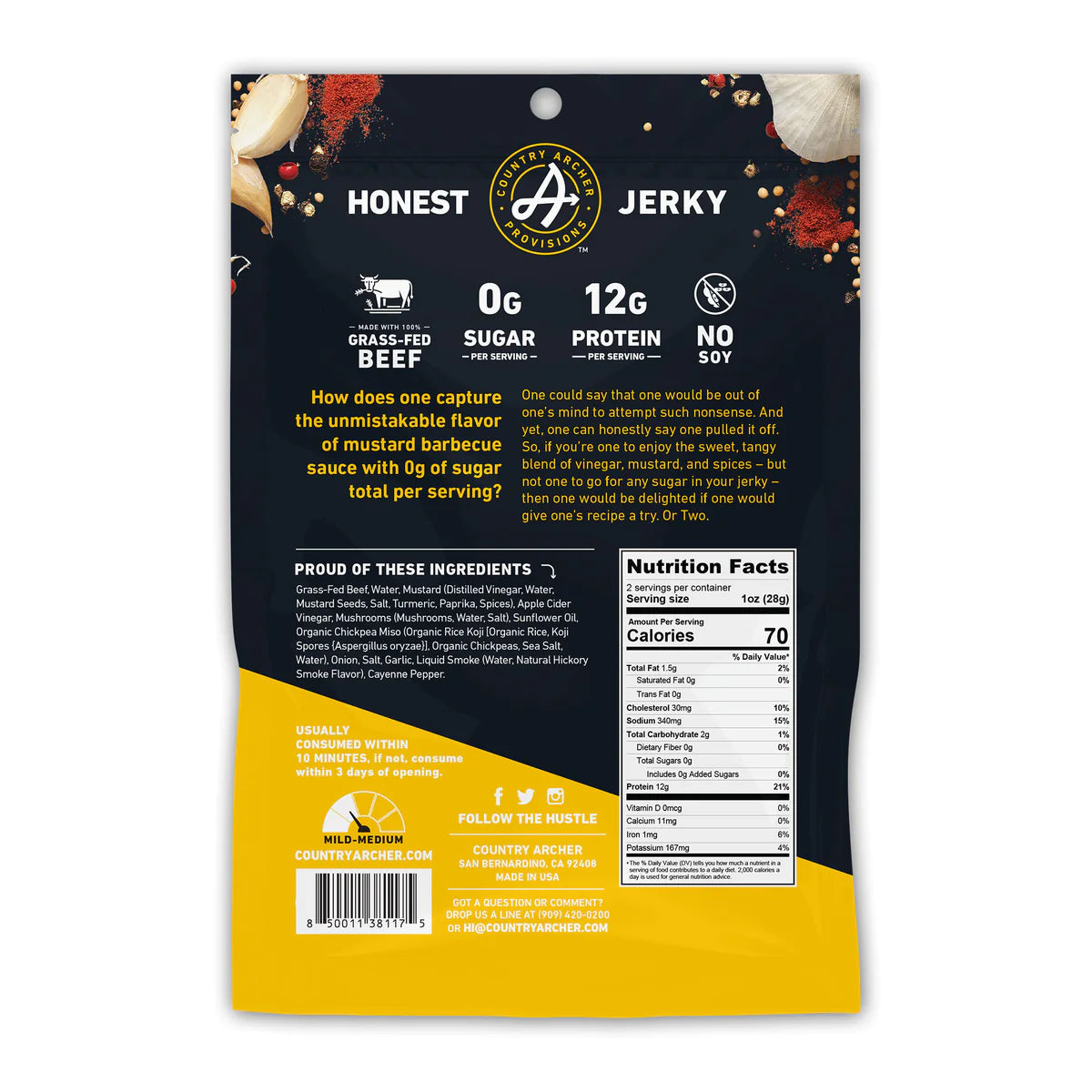 Zero Sugar Mustard BBQ Beef Jerky