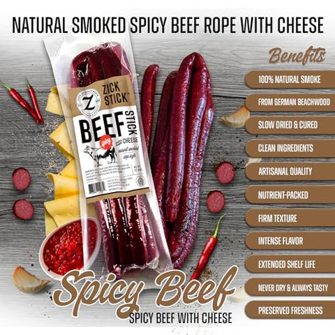 Zick's Spicy Beef Rope Sausage with Cheese (12oz)