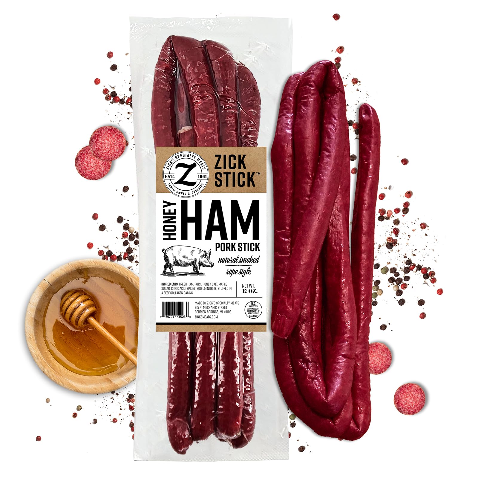Zick's Honey Ham Pork Rope Sausage (12oz)
