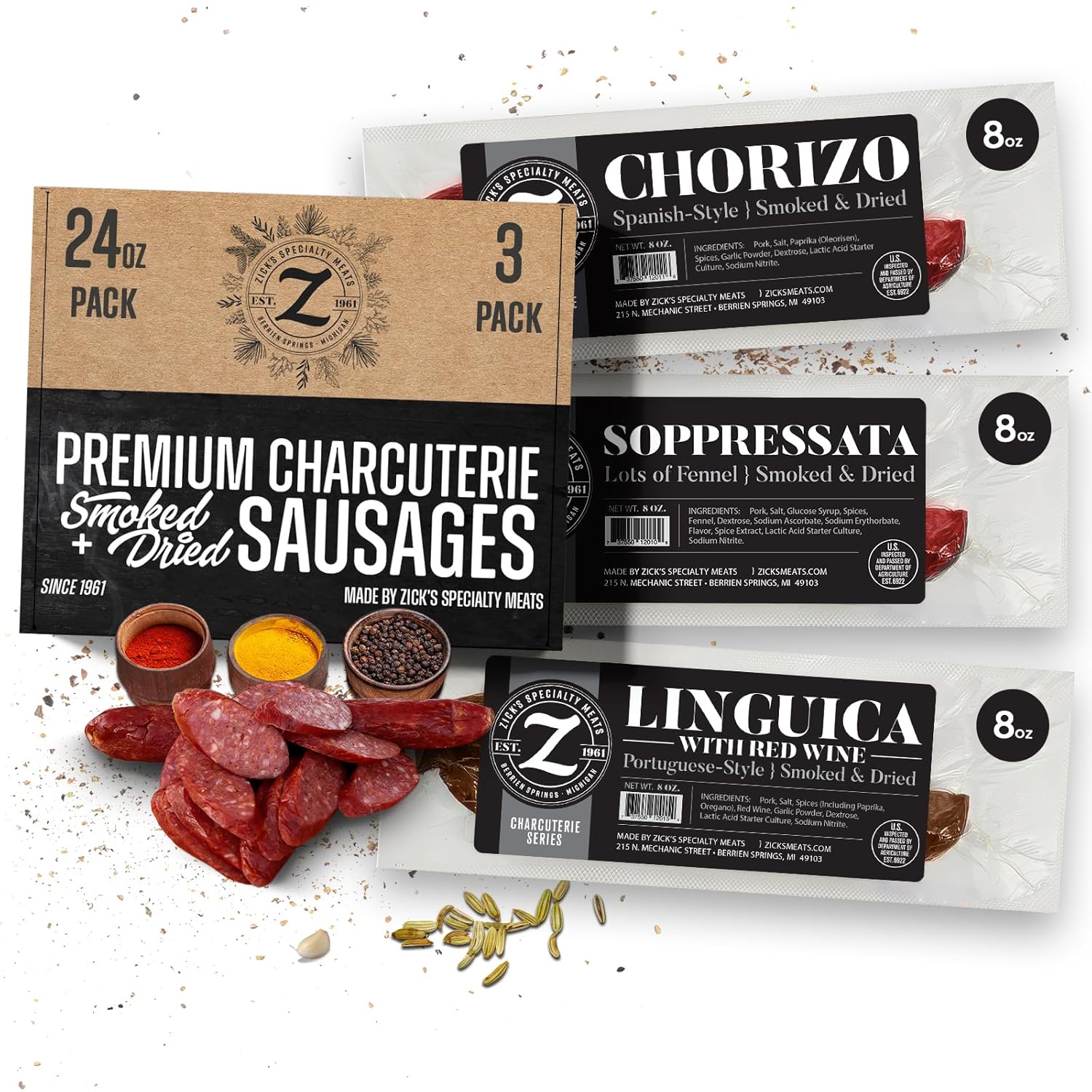 Zick's Charcuterie Food Gift Basket (3-Pack)