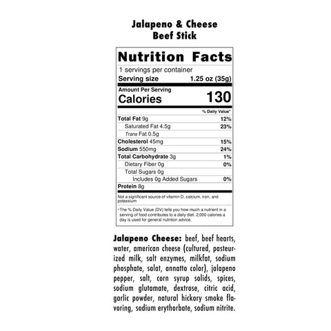 Jalapeno & Cheese Beef Stick