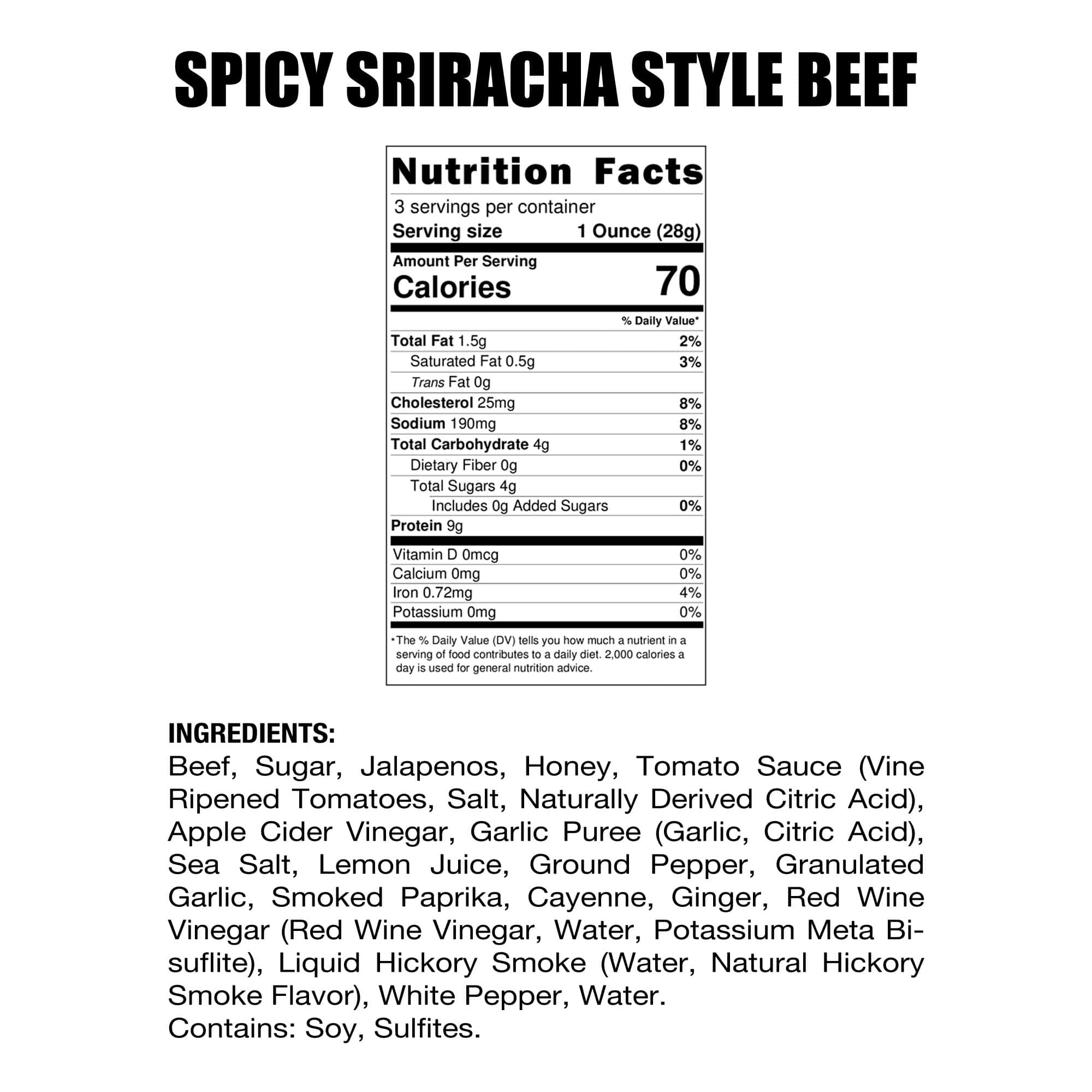Spicy Sriracha Style Beef Jerky