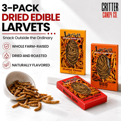 Seasoned Edible Larvets Snax, 3 or 6 Pack