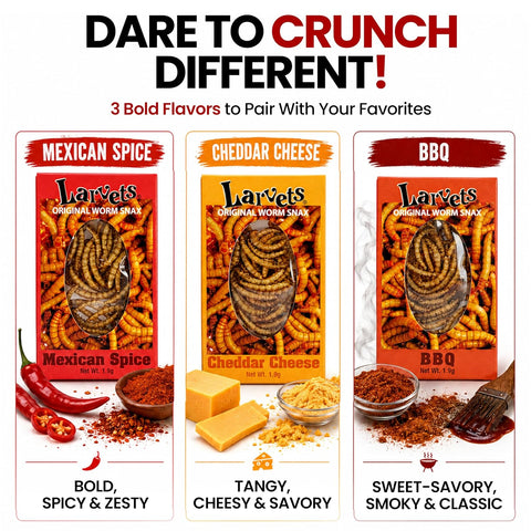 Seasoned Edible Larvets Snax, 3 or 6 Pack