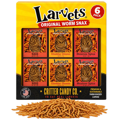 Seasoned Edible Larvets Snax, 3 or 6 Pack